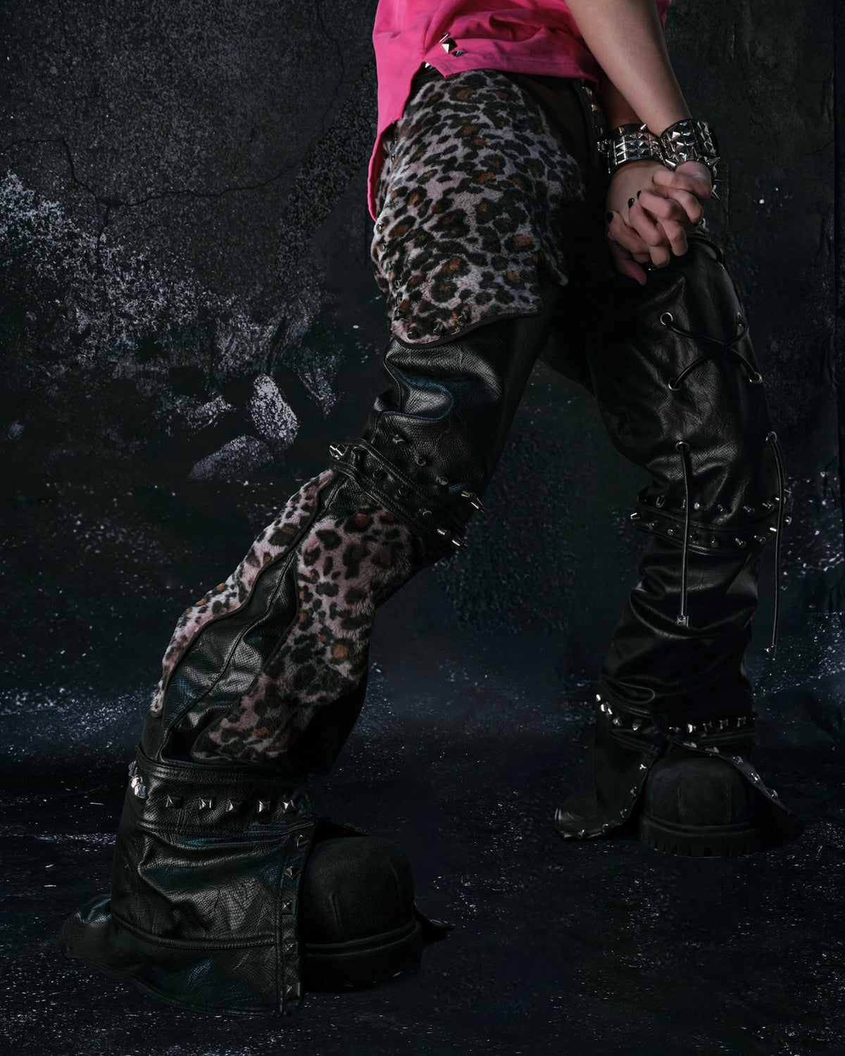 "FLAWLESS" LEOPARD LEATHER PYTHON SKINNY FLARED