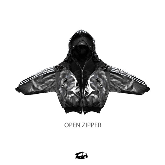 "BBY TECHBOI" 2 LAYER LEATHER SHELL HOODED JACKET