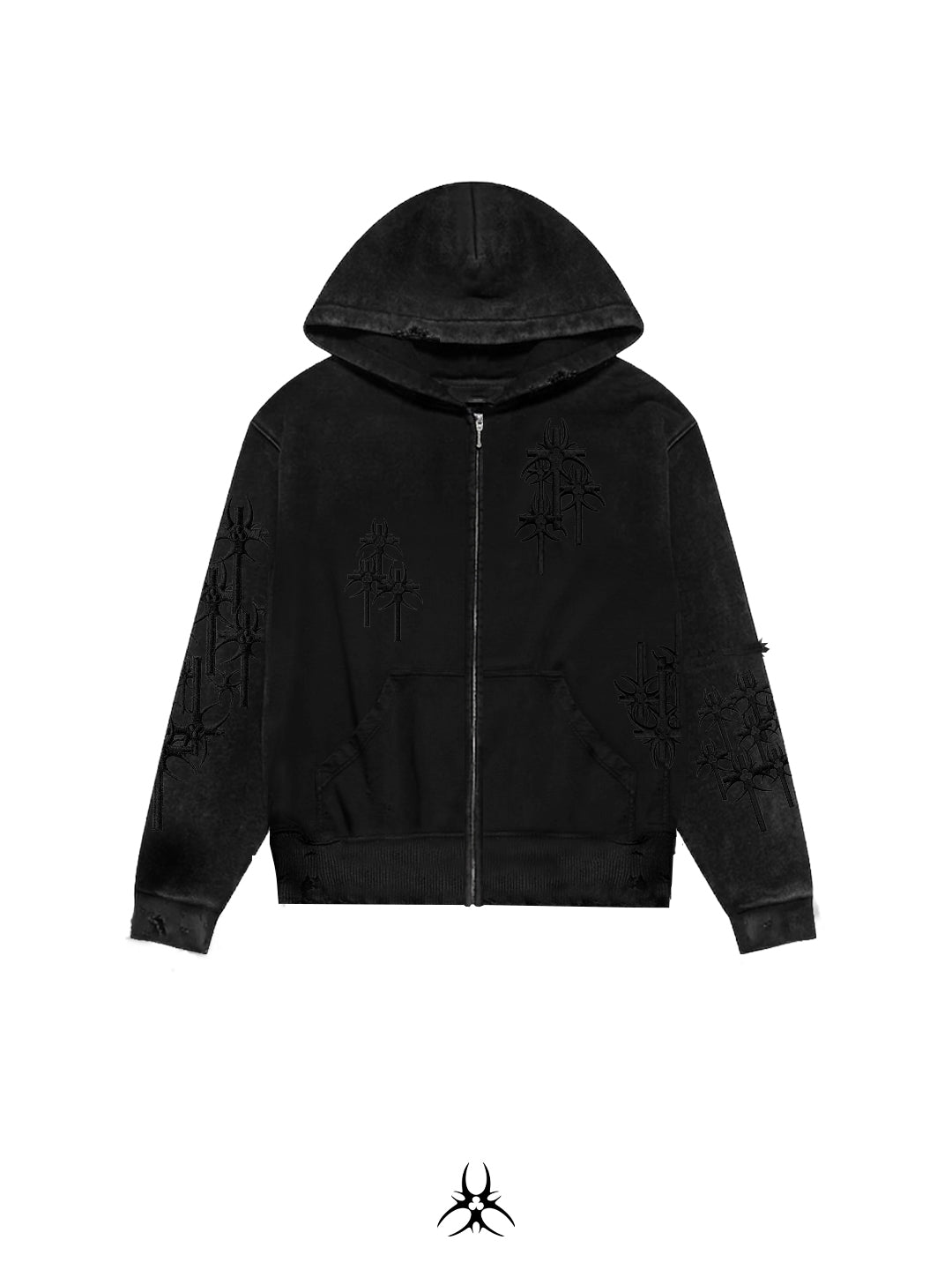 XXX OVER CROSS EMBROIDER HOODZIP
