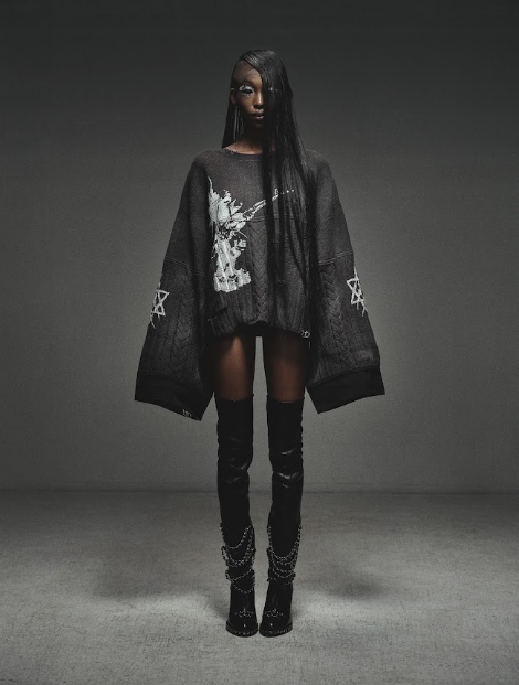 MICOZEY GUNSHOT KNIT SWEATER