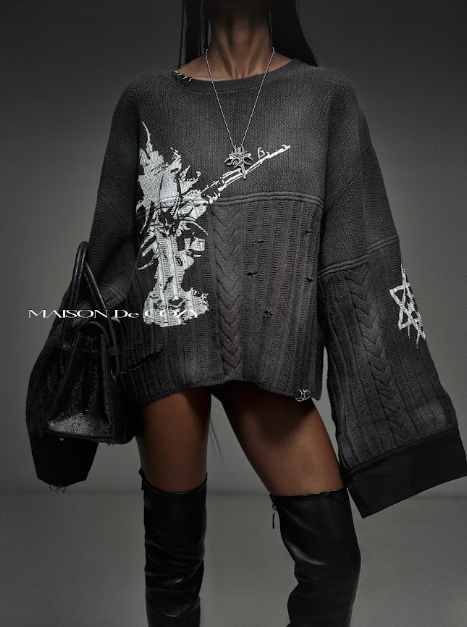 MICOZEY GUNSHOT KNIT SWEATER