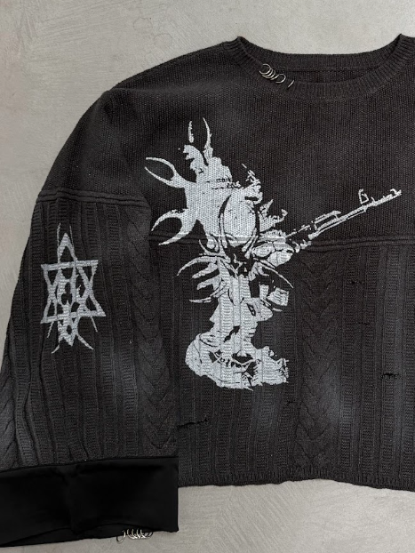 MICOZEY GUNSHOT KNIT SWEATER