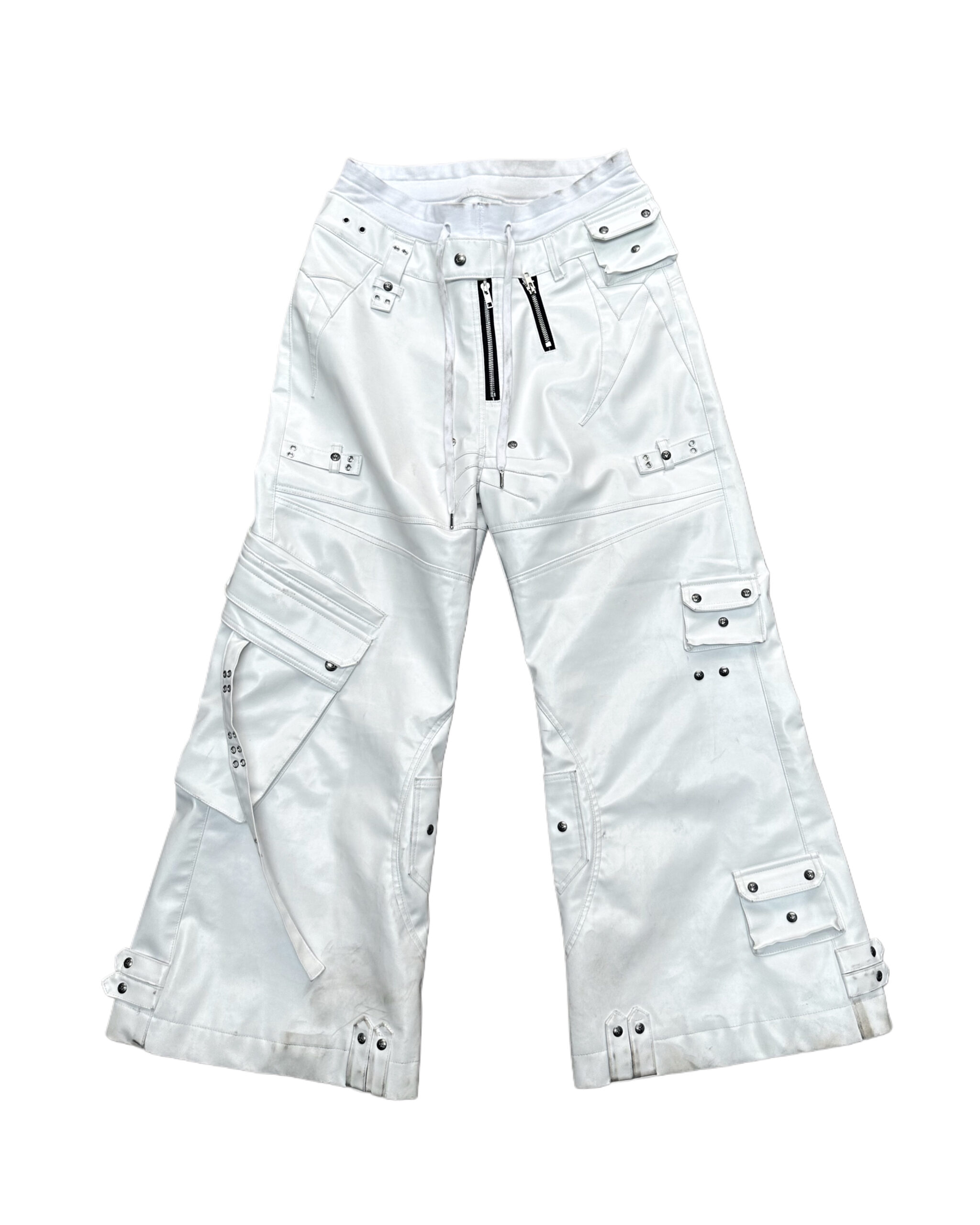 WHITE GHIDØRAH LEATHER CARGO PANTS