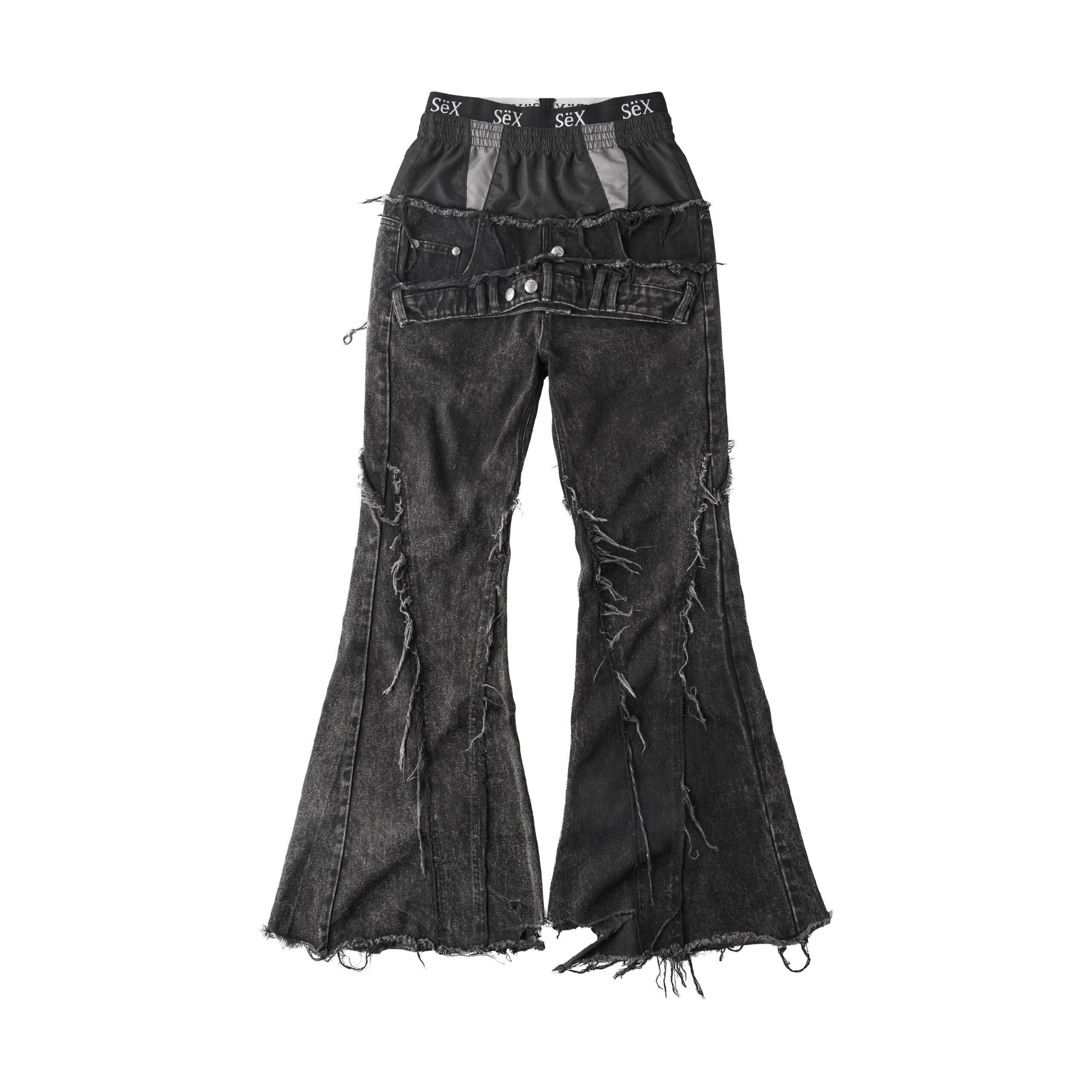 COZY25 TRIPPLE LAYER WAXED FLARED JEANS