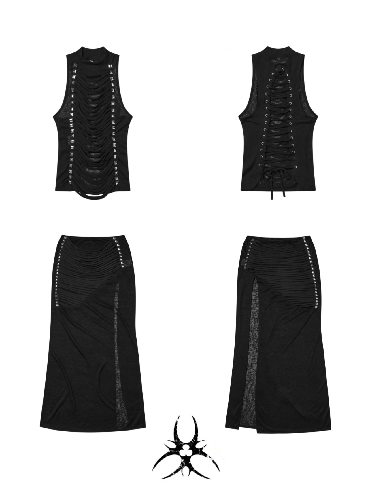 Chrome Studded Chainskin Set