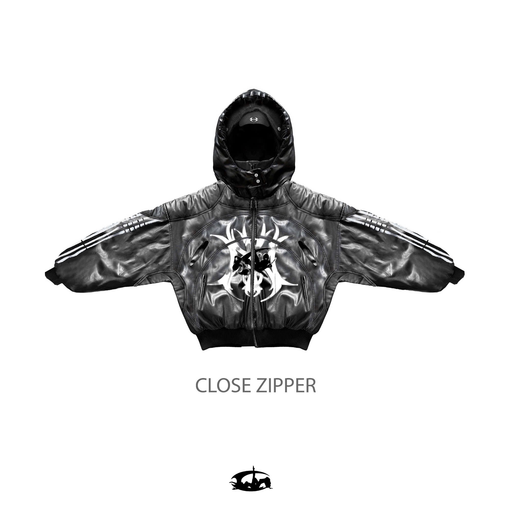 "BBY TECHBOI" 2 LAYER LEATHER SHELL HOODED JACKET