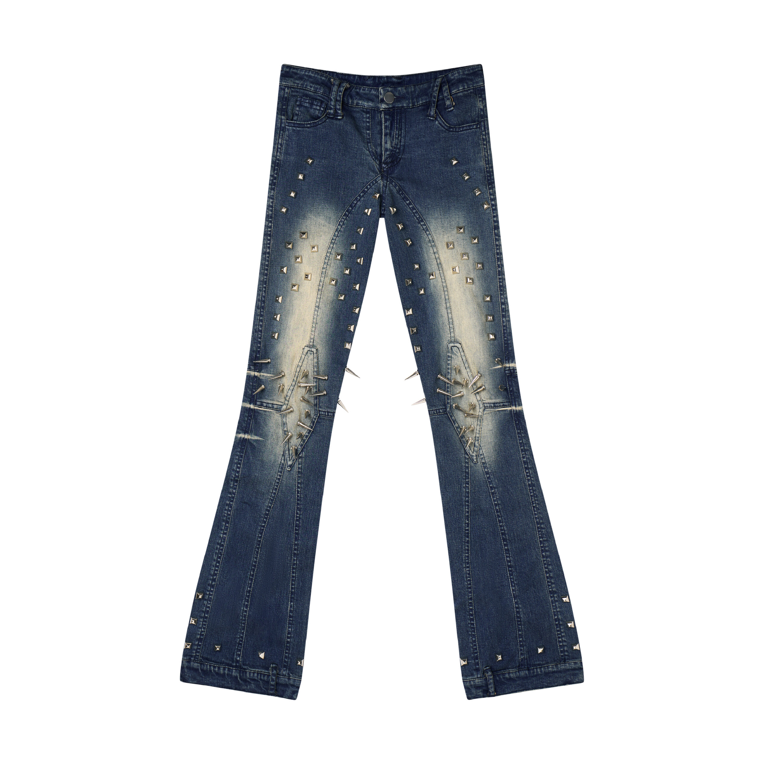 Low Waist Spike-Studded Retro Skinny Jeans